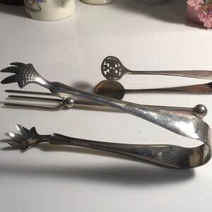 Antique silver tongs